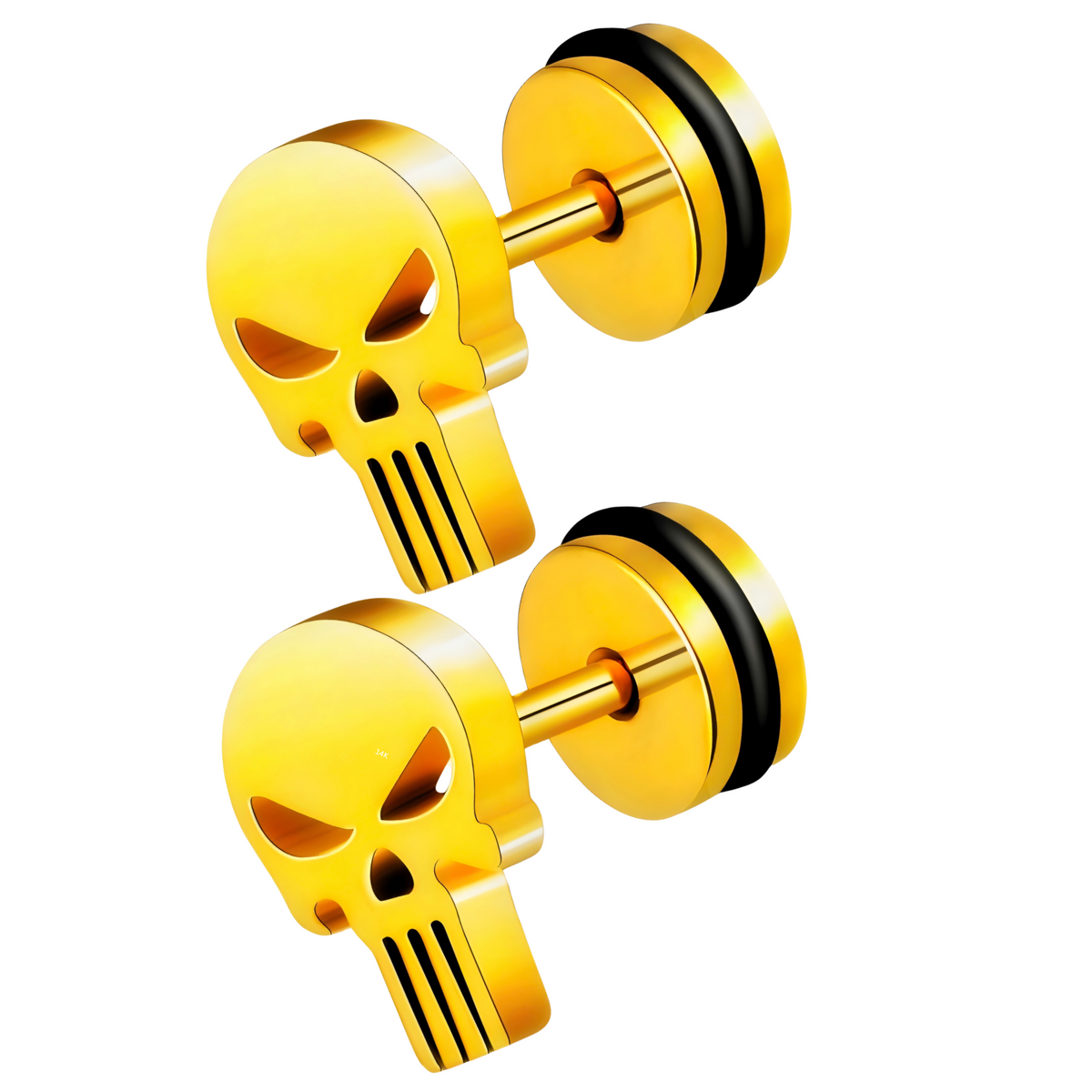 Punisher Totenkopf Edelstahl Ohrstecker 16G