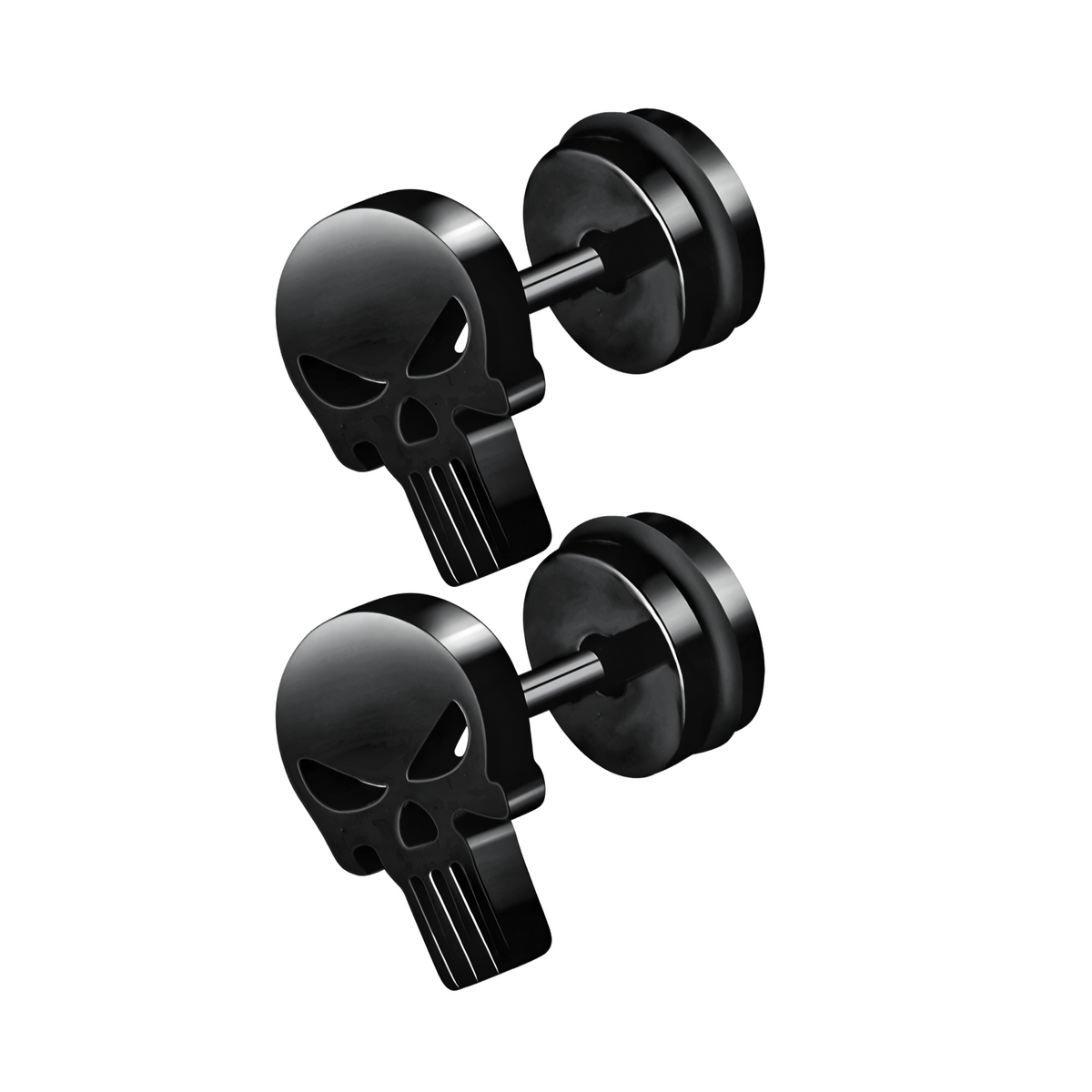Punisher Totenkopf Edelstahl Ohrstecker 16G