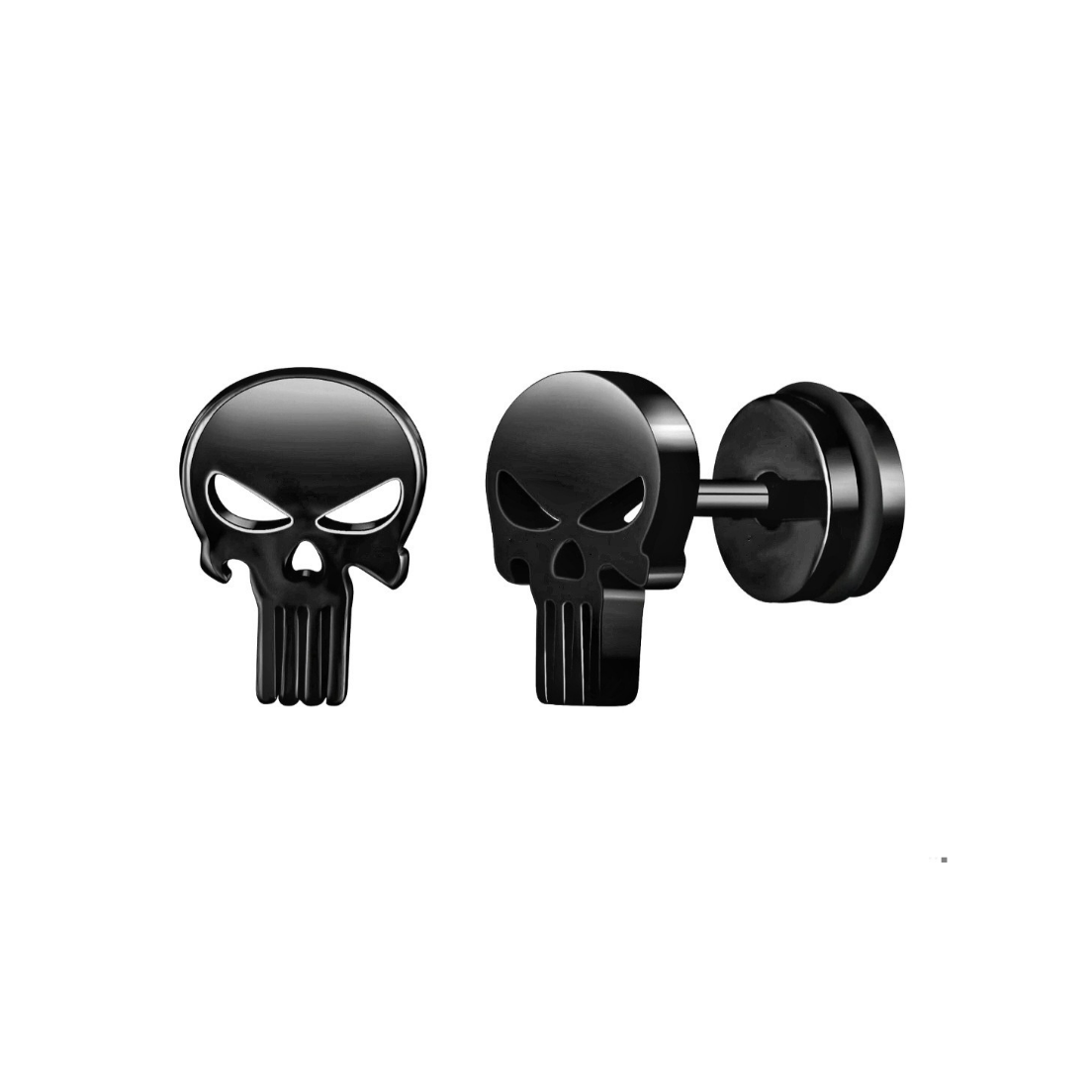 Punisher Totenkopf Edelstahl Ohrstecker 16G