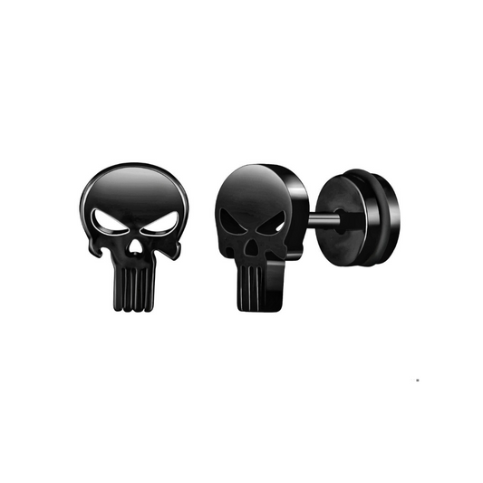 Punisher Skull Stainless Steel Ear Studs 16G
