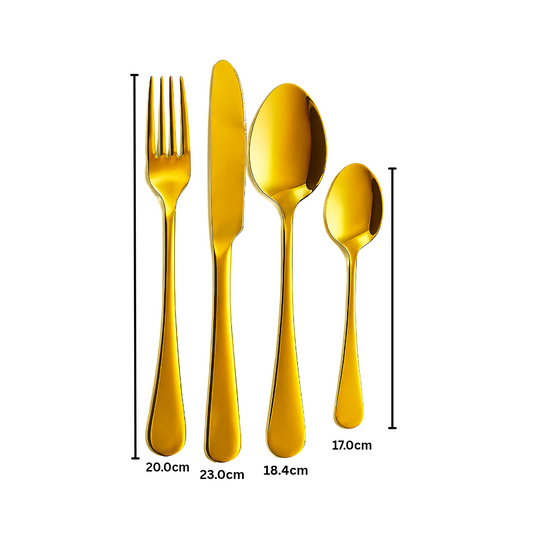 Polished Gold 4pc Stainless Steel Cutlery Set