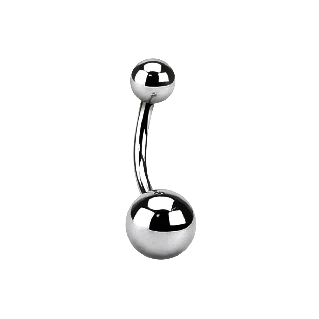 Silver Steel Full Surgical Steel Belly Bar 14G on a white background