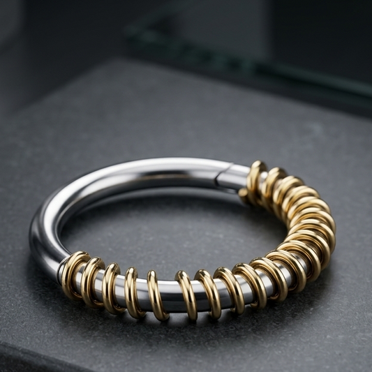 Silver Gold Spiral Ear Clicker Hoop