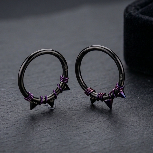 Spiked Black Clicker Hoops