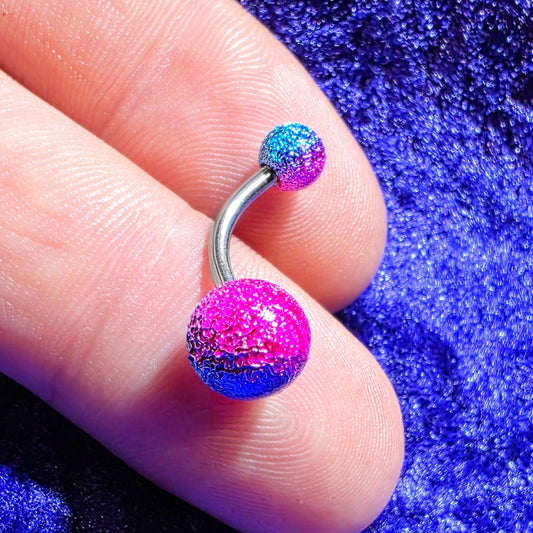 Pink & Blue Mixed Coloured Belly Bar 14G