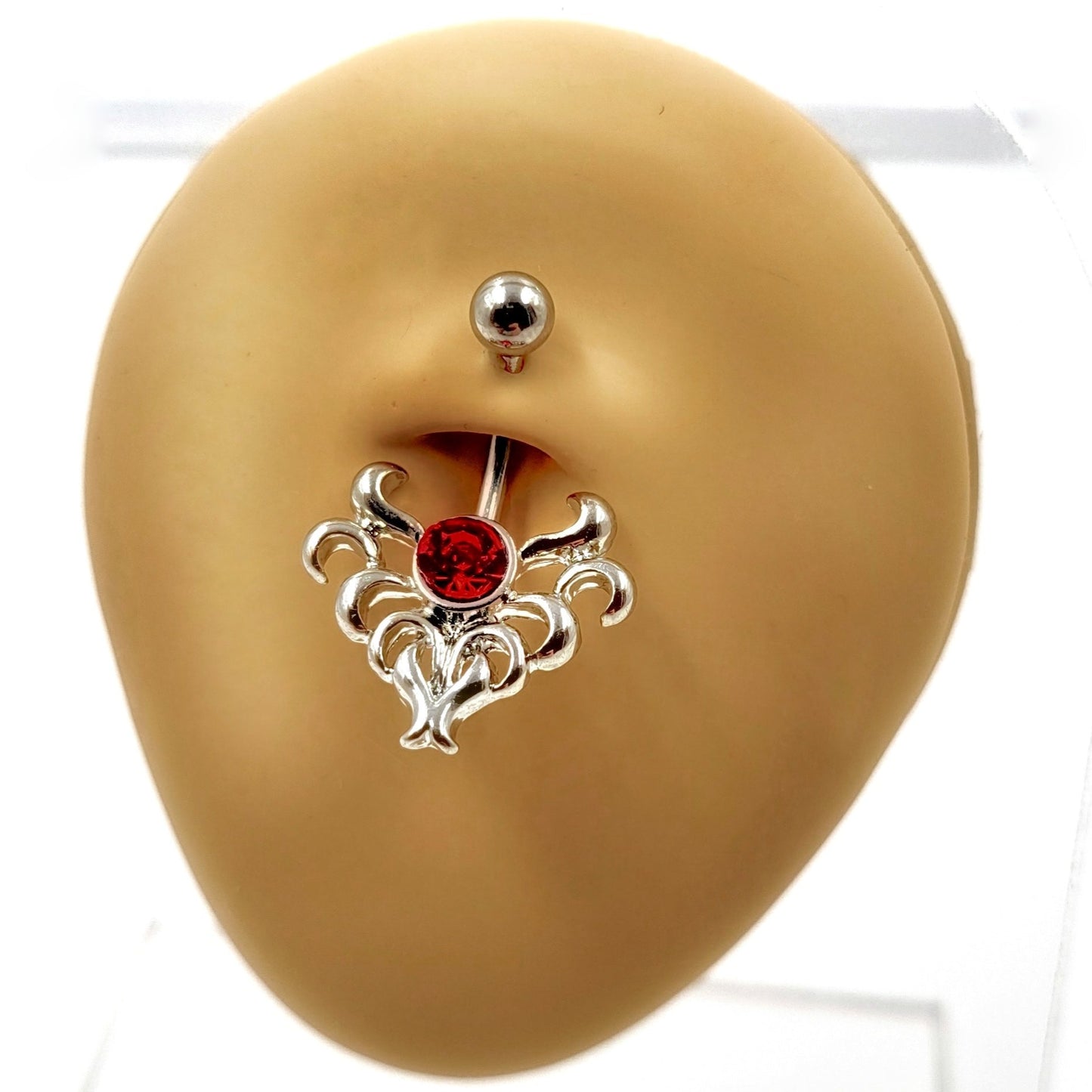 Vampir-Bauchnabelpiercing, Blutstein-Wappen, Gothic-Bauchnabelpiercing, Körperschmuck, Bauchnabelpiercing-Schmuck