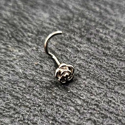 Silver Rose Stainless Steel Nose Studs - Pretty Savage Jewellery
