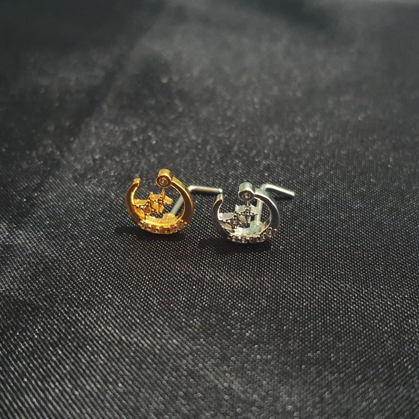 Moon And Stars Nose Stud Piercing Body Jewellery - Pretty Savage Jewellery