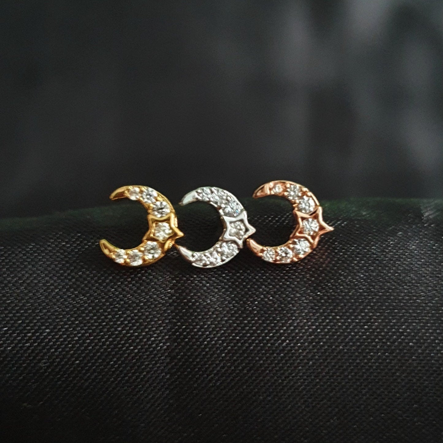 Crystal Moon And Star Nose Studs - Pretty Savage Jewellery