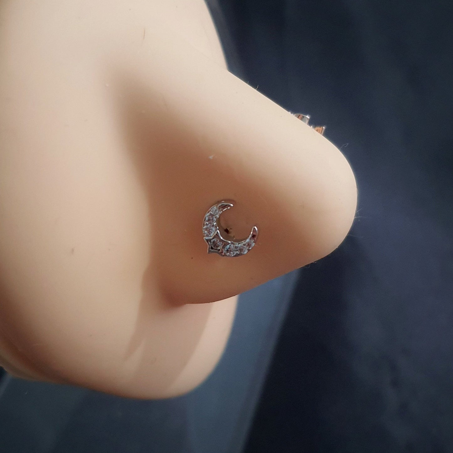 Crystal Moon And Star Nose Studs - Pretty Savage Jewellery