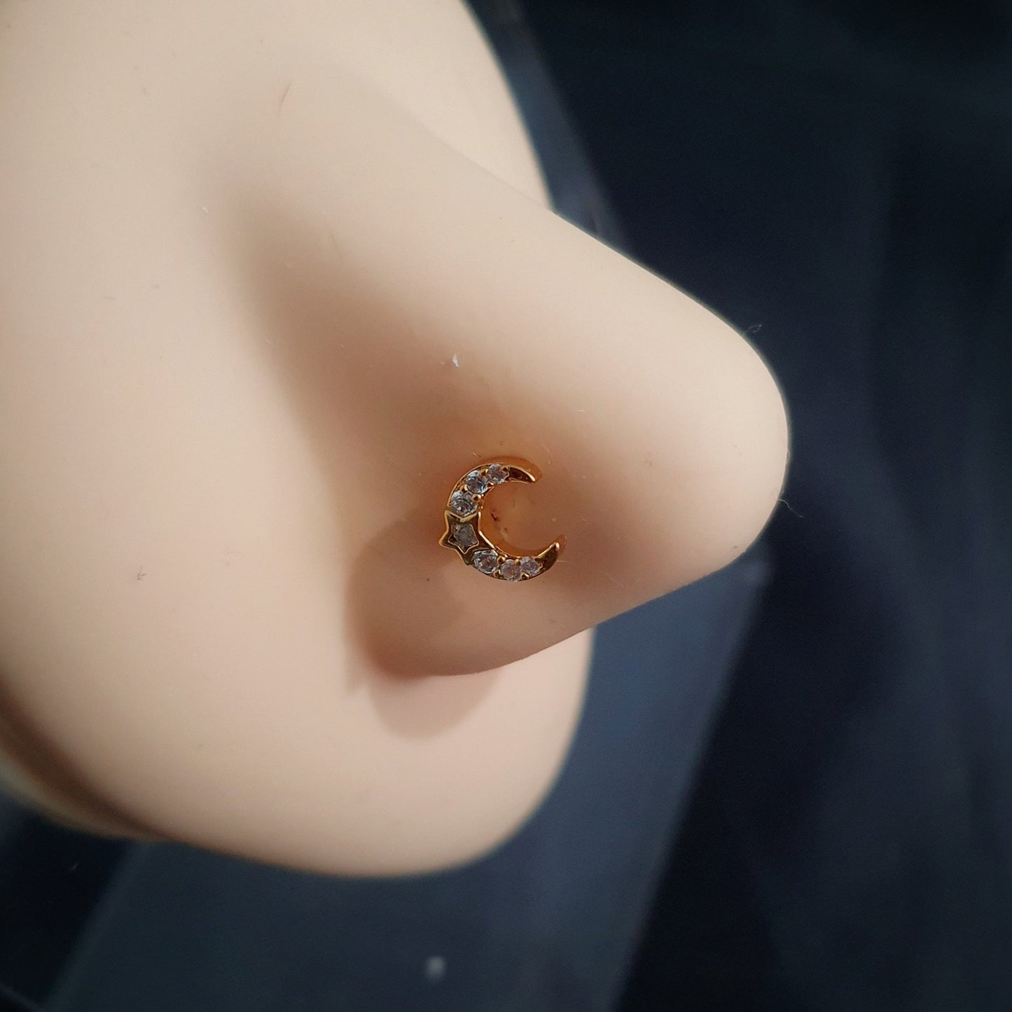 Crystal Moon And Star Nose Studs - Pretty Savage Jewellery