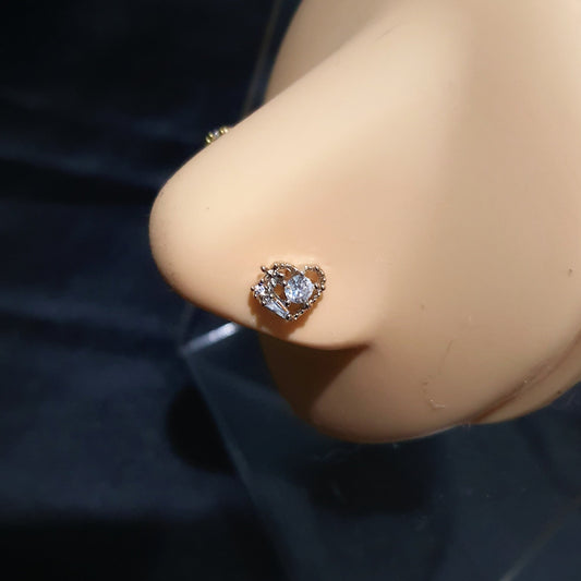 Heart Diamond Nose Studs - Pretty Savage Jewellery