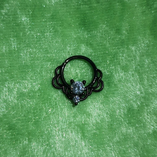 Black Gem Septum Ring - Pretty Savage Jewellery