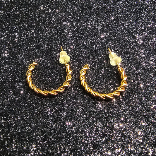 Twisted Earring Piercing Golden Ear Hoops - Pretty Savage Jewellery