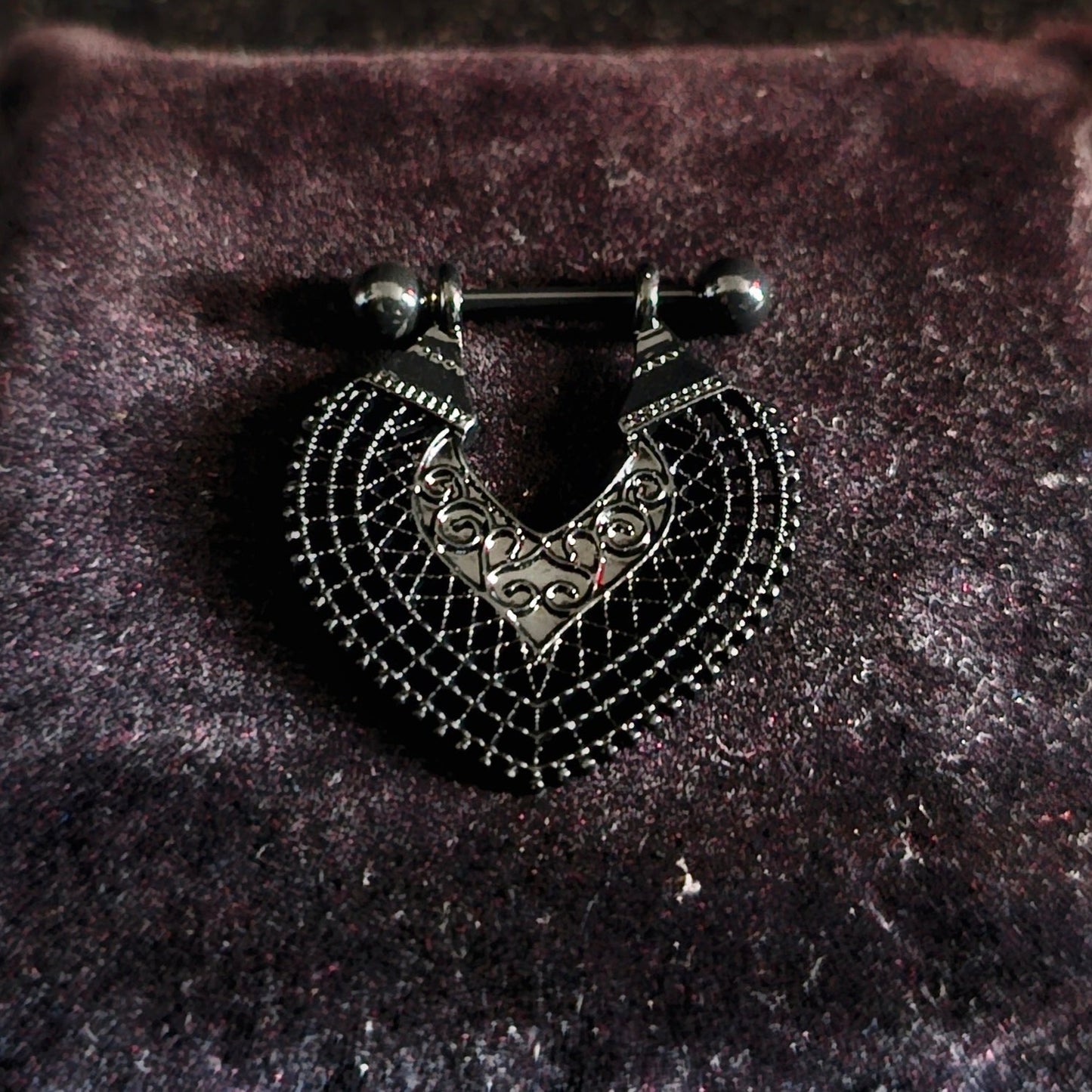 Black Gothic Vintage Nipple Shield Bar - Pretty Savage Jewellery
