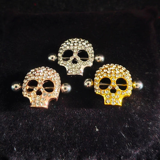 Diamond Skull Nipple Bar Shield - Pretty Savage Jewellery