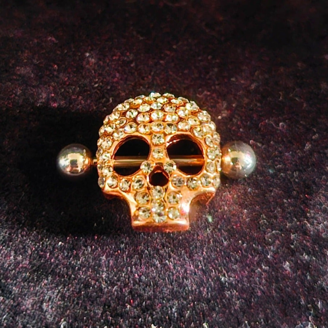 Diamond Skull Nipple Bar Shield - Pretty Savage Jewellery