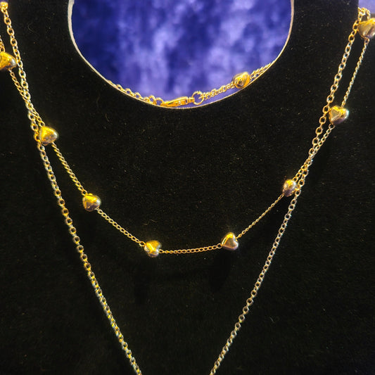 Heart Double Layer Golden Necklace - Pretty Savage Jewellery