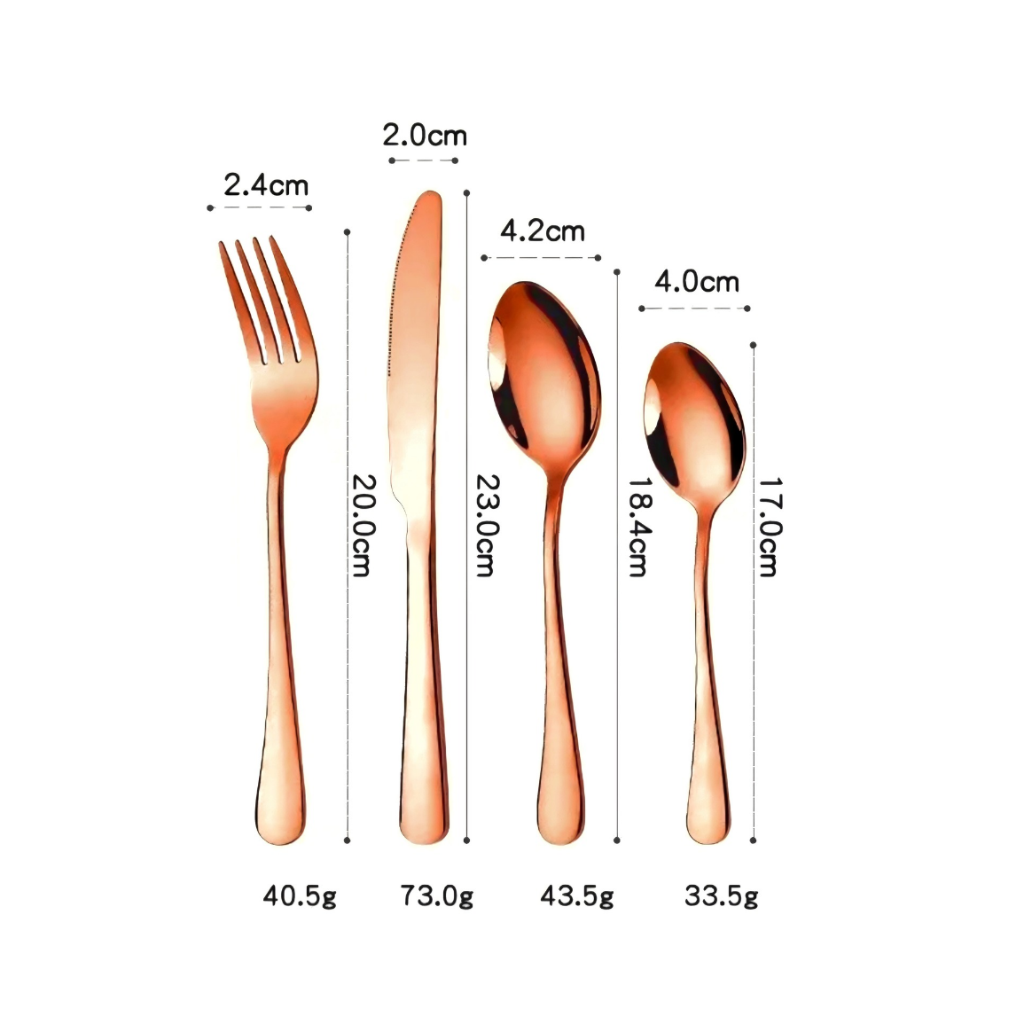 Rose Gold 4pc Blank Stainless Steel Cutlery Set
