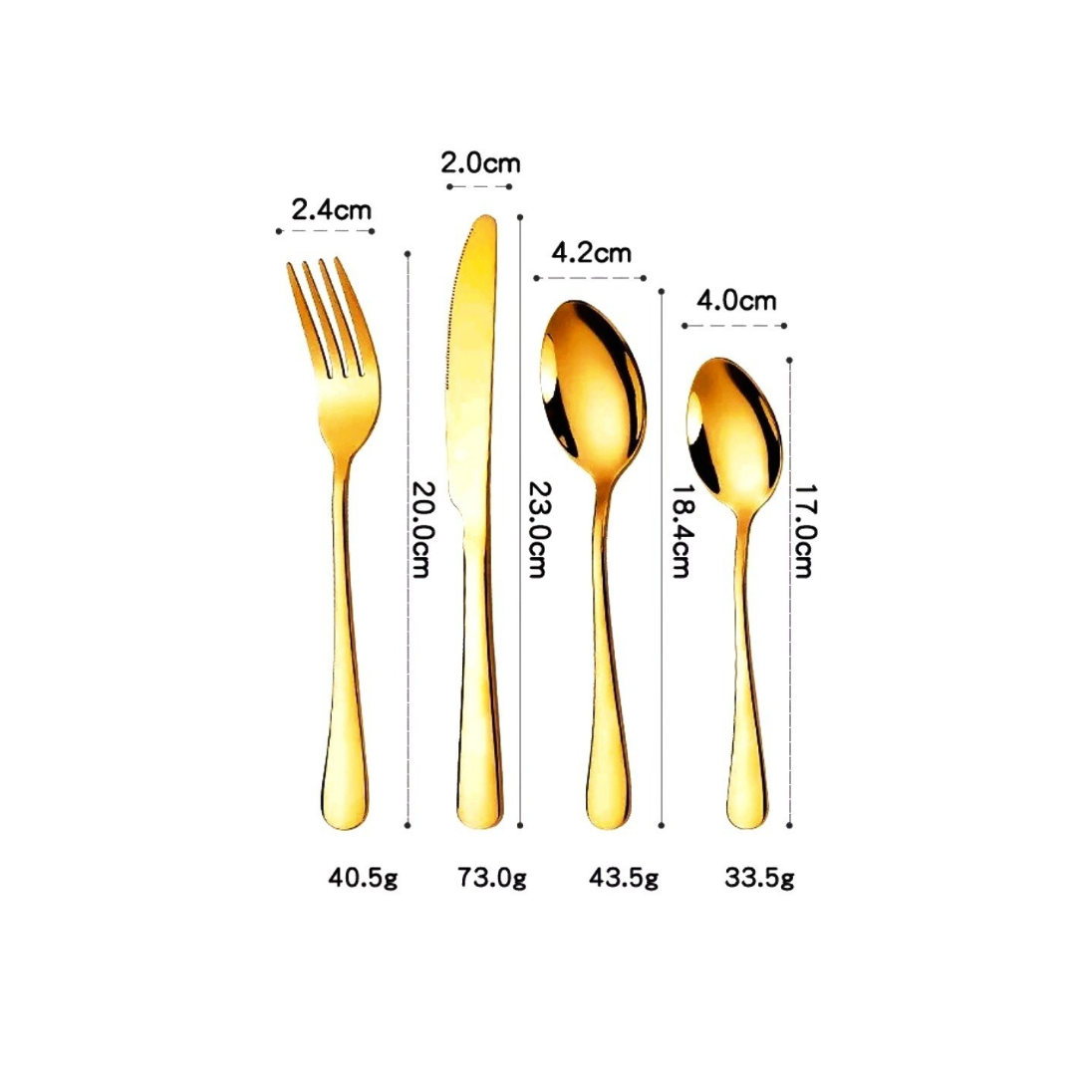 Gold 4pc Blank Stainless Steel Cutlery Set