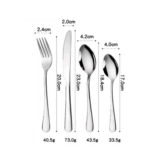 Silver 4pc Blank Stainless Steel Cutlery Set