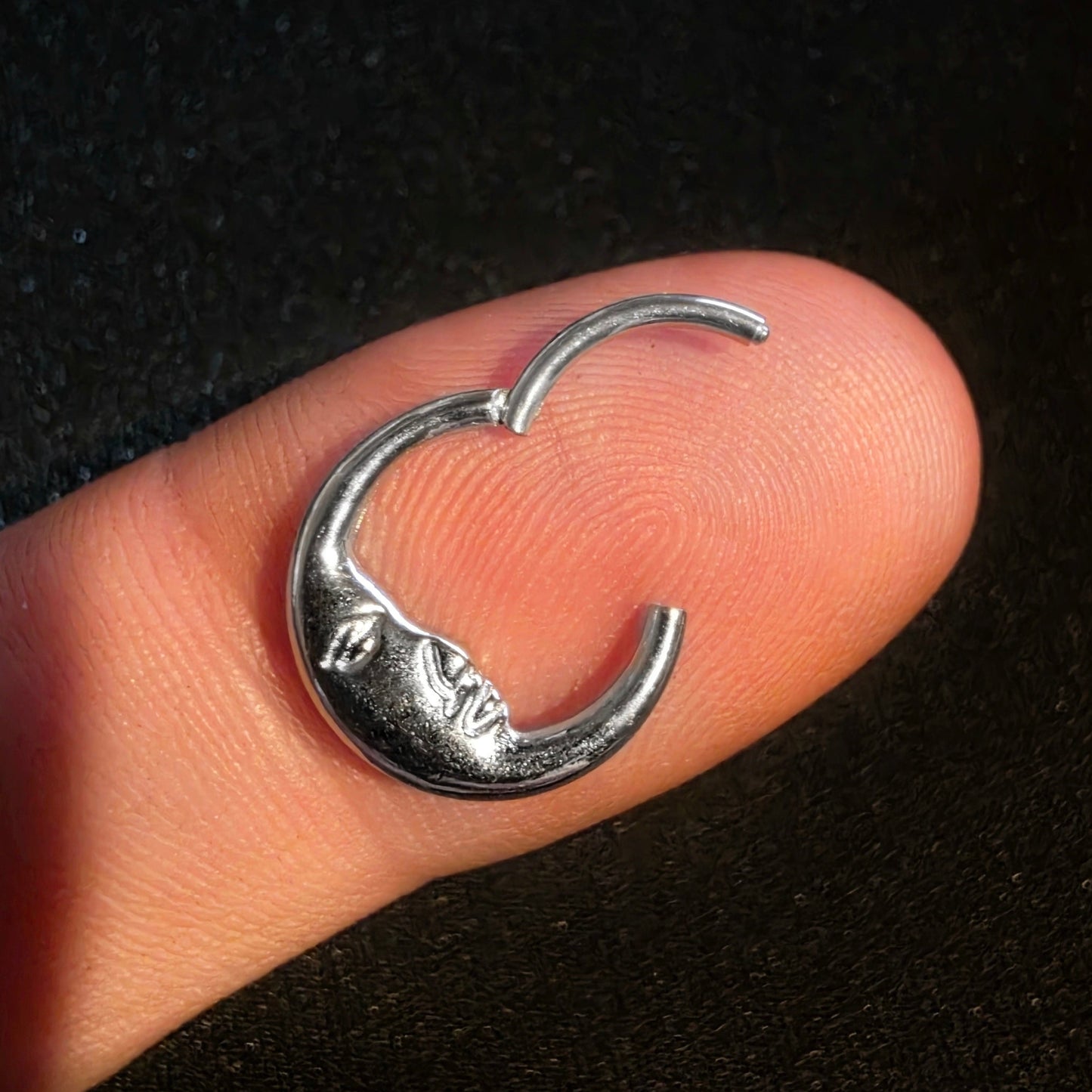 Moon Steel Clicker Ring 16G