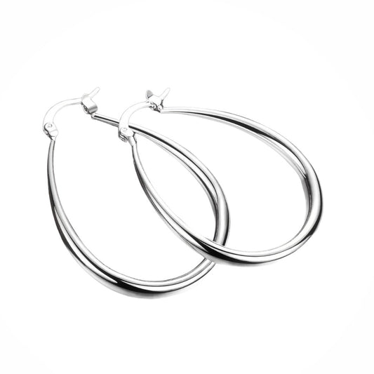 925 Sterling Silver Tear Drop Hoop Earrings 41mm