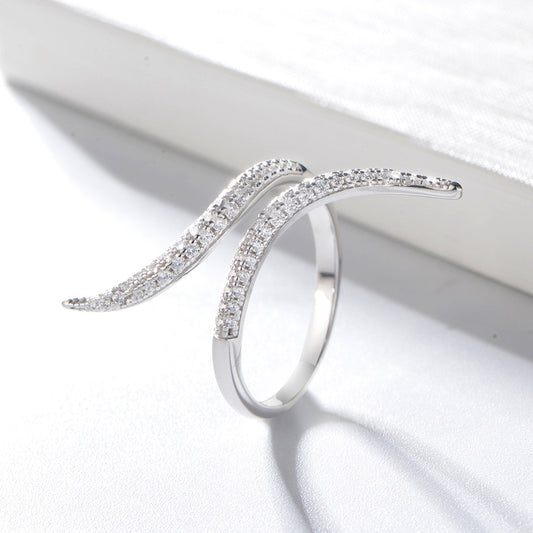 bagues en argent sterling de couleur unie avec incrustation de zircons