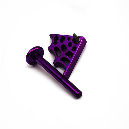 Dark Purple Titanium Spider Web Labret Stud 16G