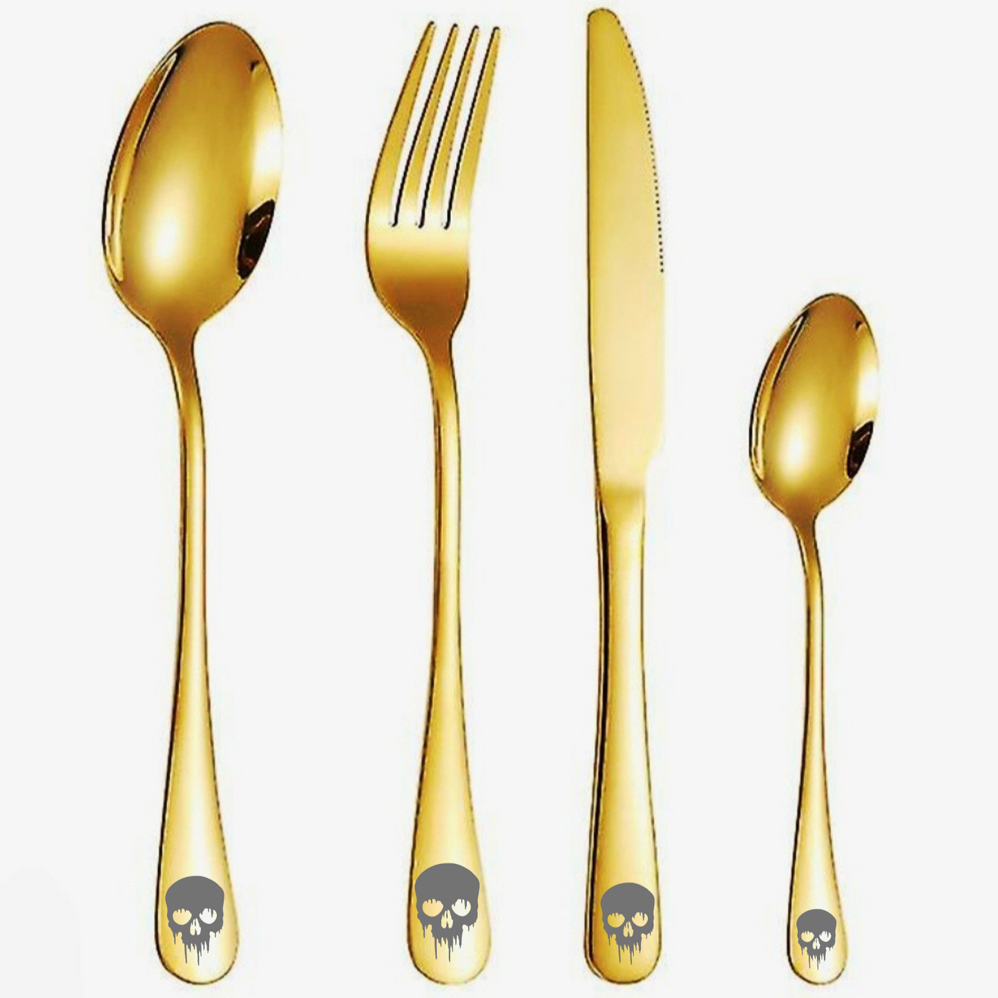 Skull Design 4pc Stainless Steel Cutlery Set
