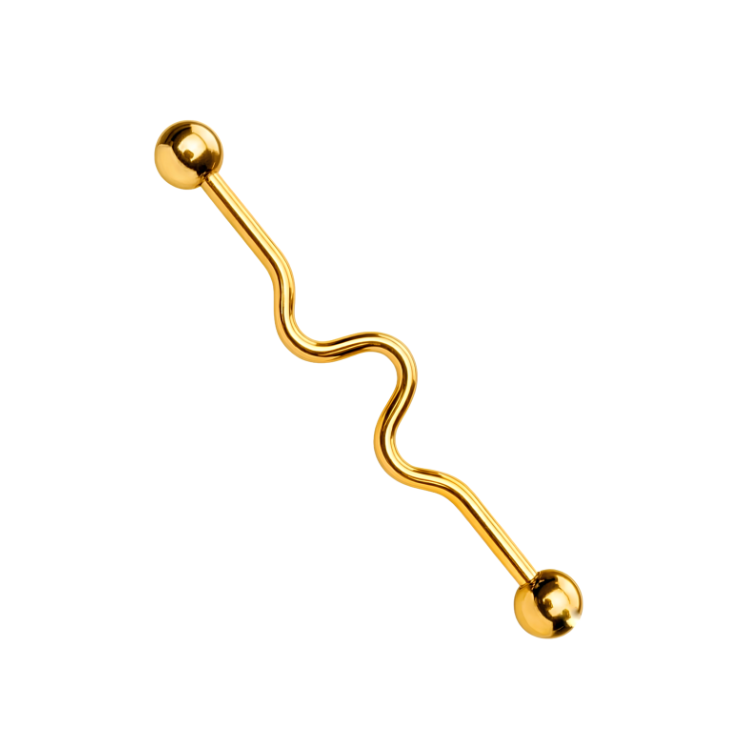 Wavy Surgical Steel Industrial Barbell 14G