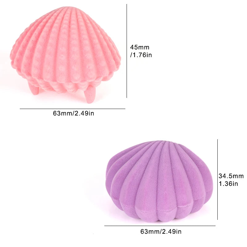 Coffret à bagues en velours avec coquillage