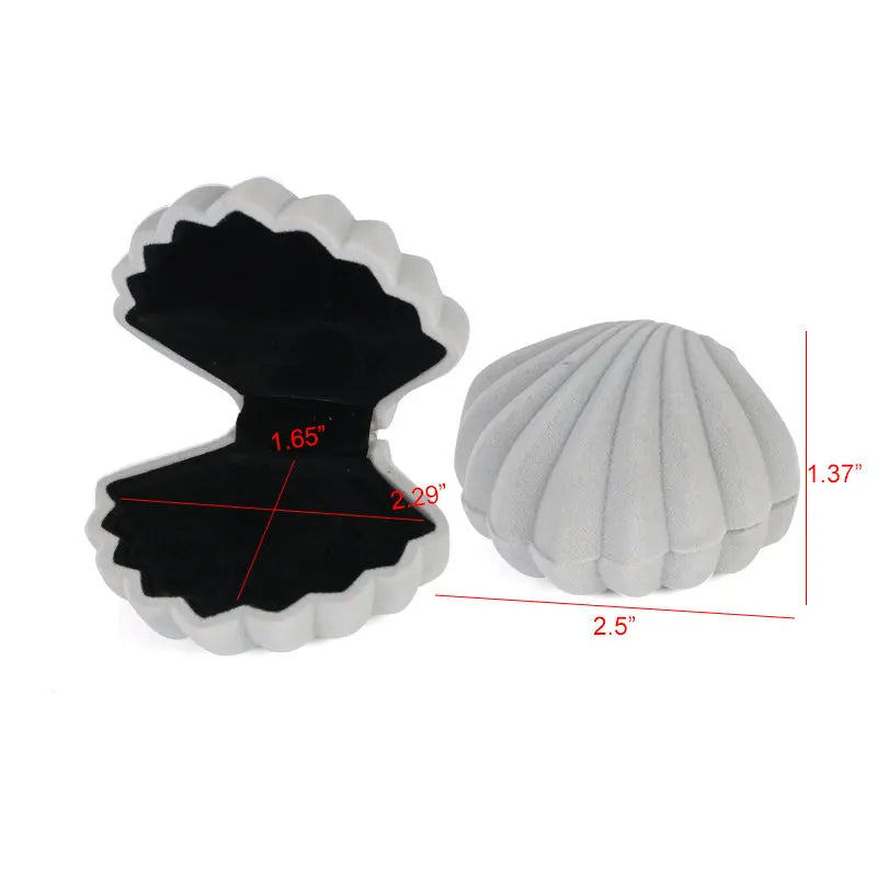 Coffret à bagues en velours avec coquillage