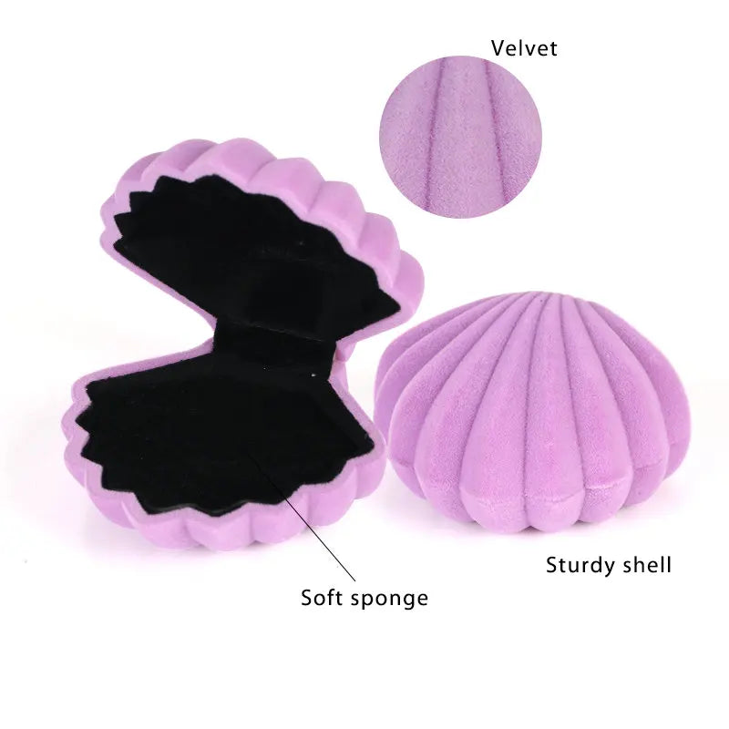 Coffret à bagues en velours avec coquillage