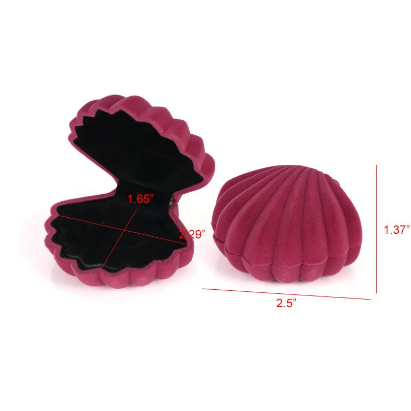 Coffret à bagues en velours avec coquillage
