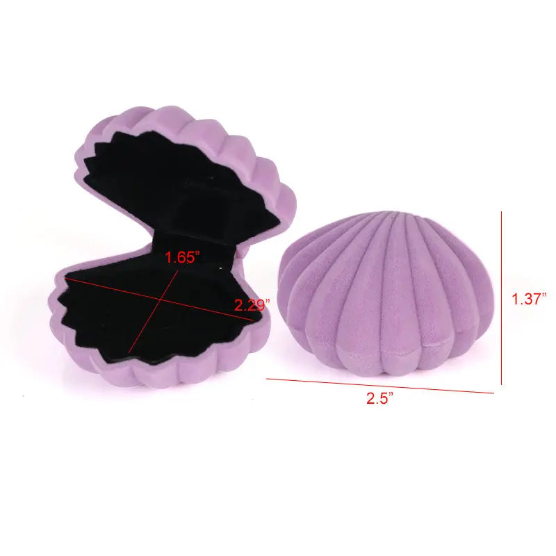 Coffret à bagues en velours avec coquillage