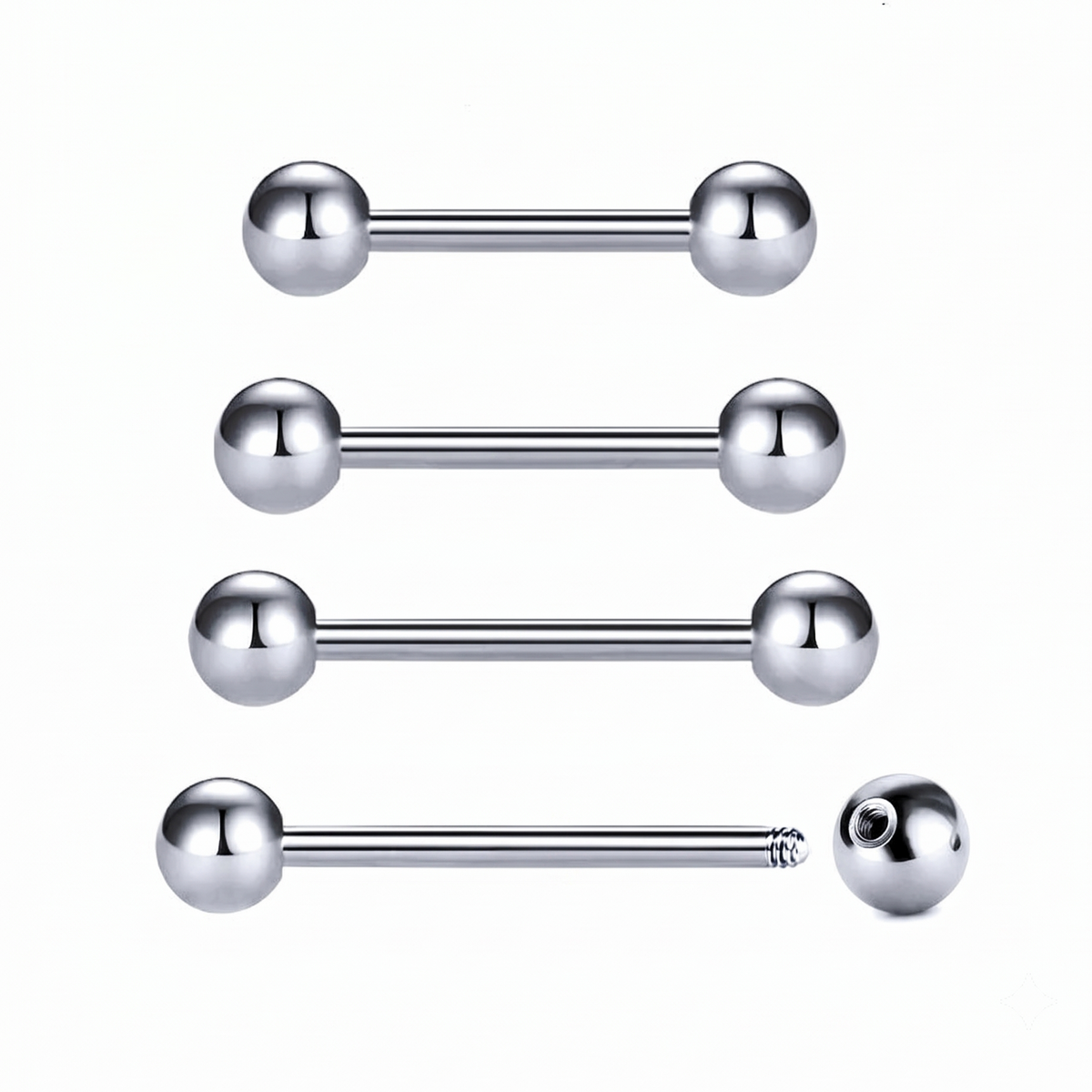 Silver Titanium Barbells 14G
