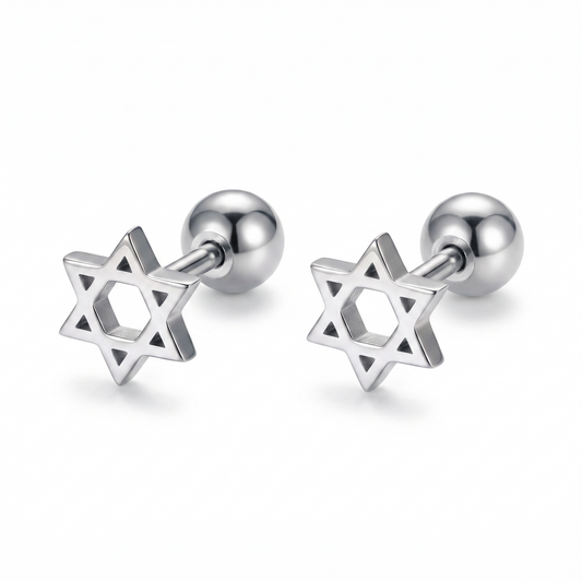Star Of David Ear Stud Pair