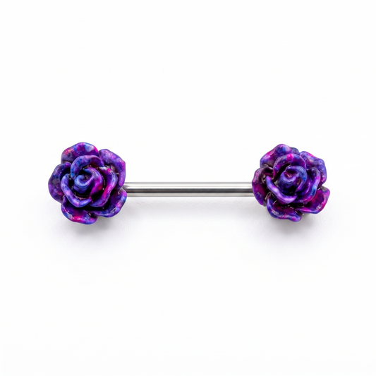 Purple Rose Flower Nipple Bar