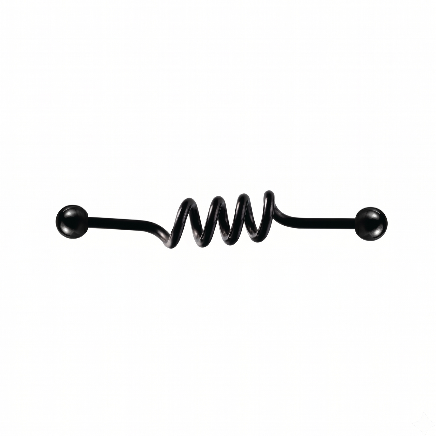Black spiral barbell on a white background