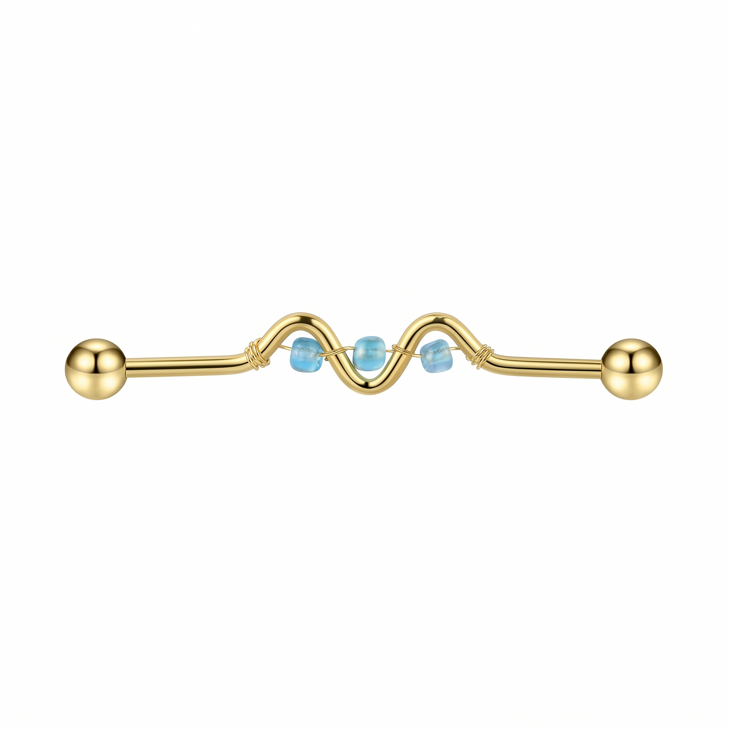 Twisted Gem Industrial Stab Barbell 14G Scaffold Bar Piercing Ohrstab 38m