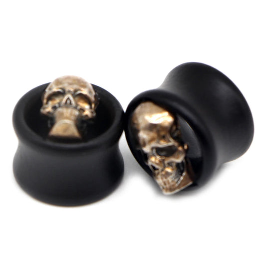 Skull Wooden Ear Plug Flesh Tunnels