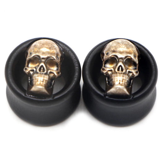 Skull Wooden Ear Plug Flesh Tunnels