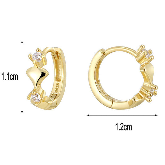 Classic Style Solid Color Inlay Sterling Silver Rhinestones Earrings