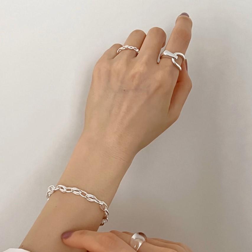 geometric 925 Sterling Silver Open Adjustable Ring