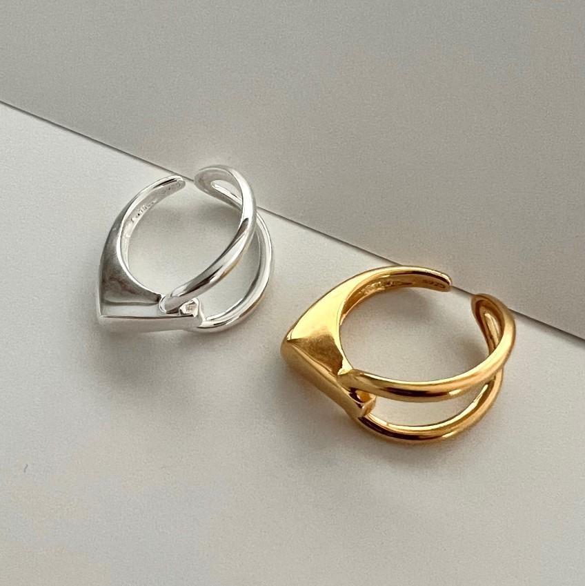 geometric 925 Sterling Silver Open Adjustable Ring