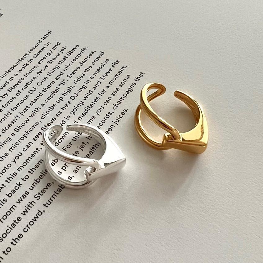 geometric 925 Sterling Silver Open Adjustable Ring