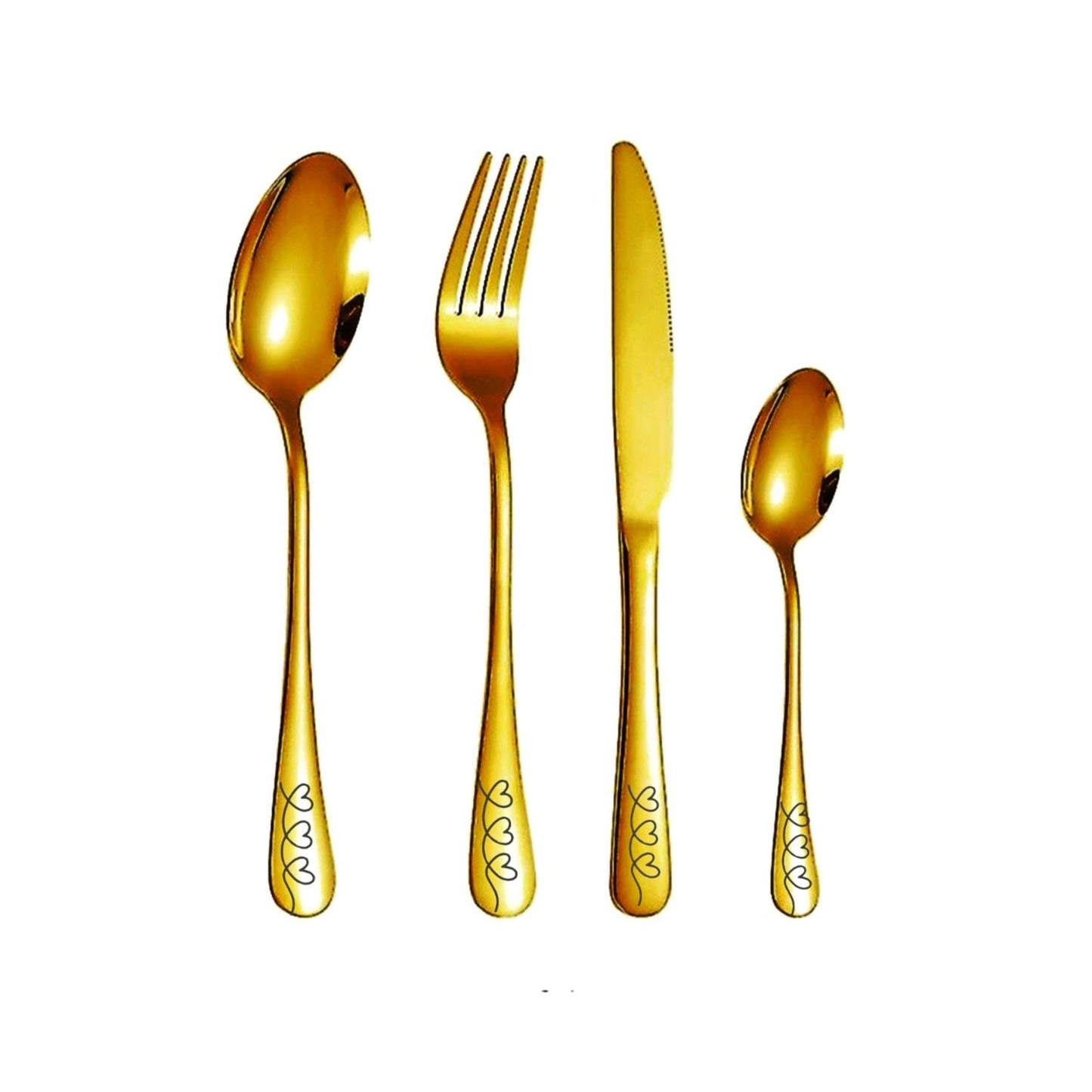 Heart Stainless Steel 4pc Cutlery Set - Pretty Savage Jewellery