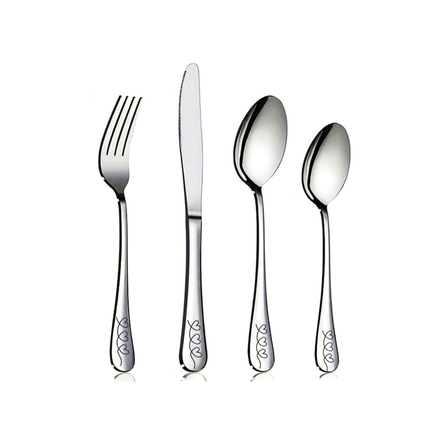 Heart Stainless Steel 4pc Cutlery Set - Pretty Savage Jewellery