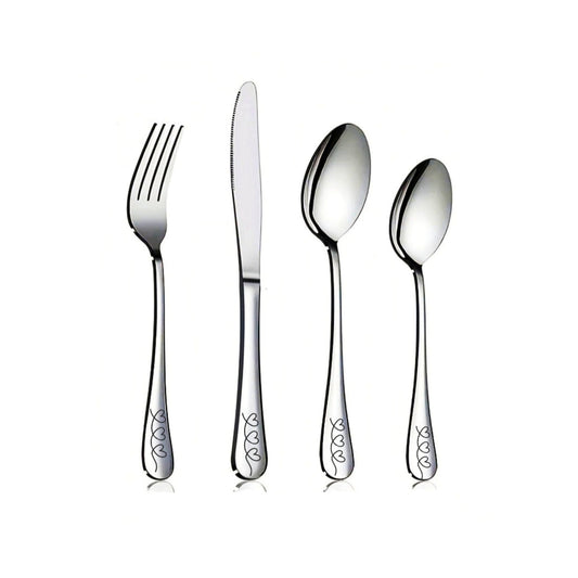 Heart Stainless Steel 4pc Cutlery Set - Pretty Savage Jewellery